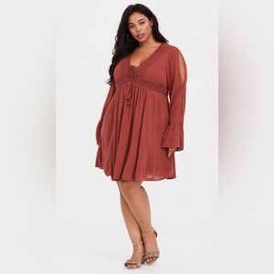 Torrid Blouson Mini Gauze Skater Dress 1X